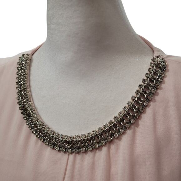 Blush Pink Chain Collar Tiered Dress DB EST 1962 Sz 6 Minimalist Cocktail Party - Picture 3 of 9